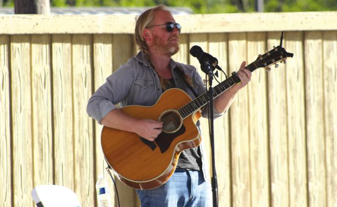Singer/songwriter Keegan McInroe based in Fort Worth and Dublin, Texas, broke in the stage at the On5th Gallery’s new outdoor concert space in historic downtown Clifton on Friday and Saturday prior to the total solar eclipse on Monday, April 8. Nathan Diebenow | The Clifton Record